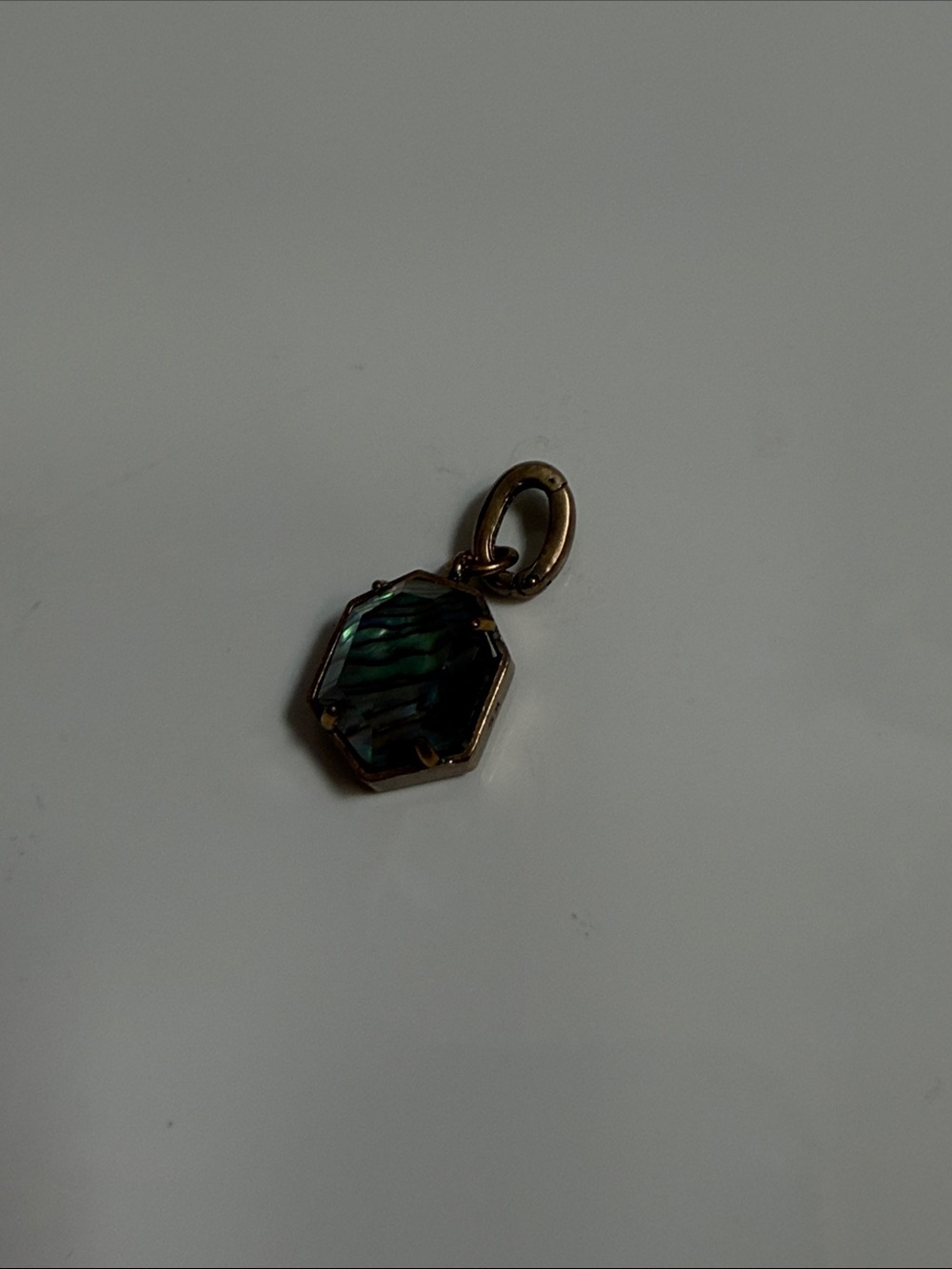 Kendra Scott Vintage Gold Hexagon Pendant with Abalone Stone